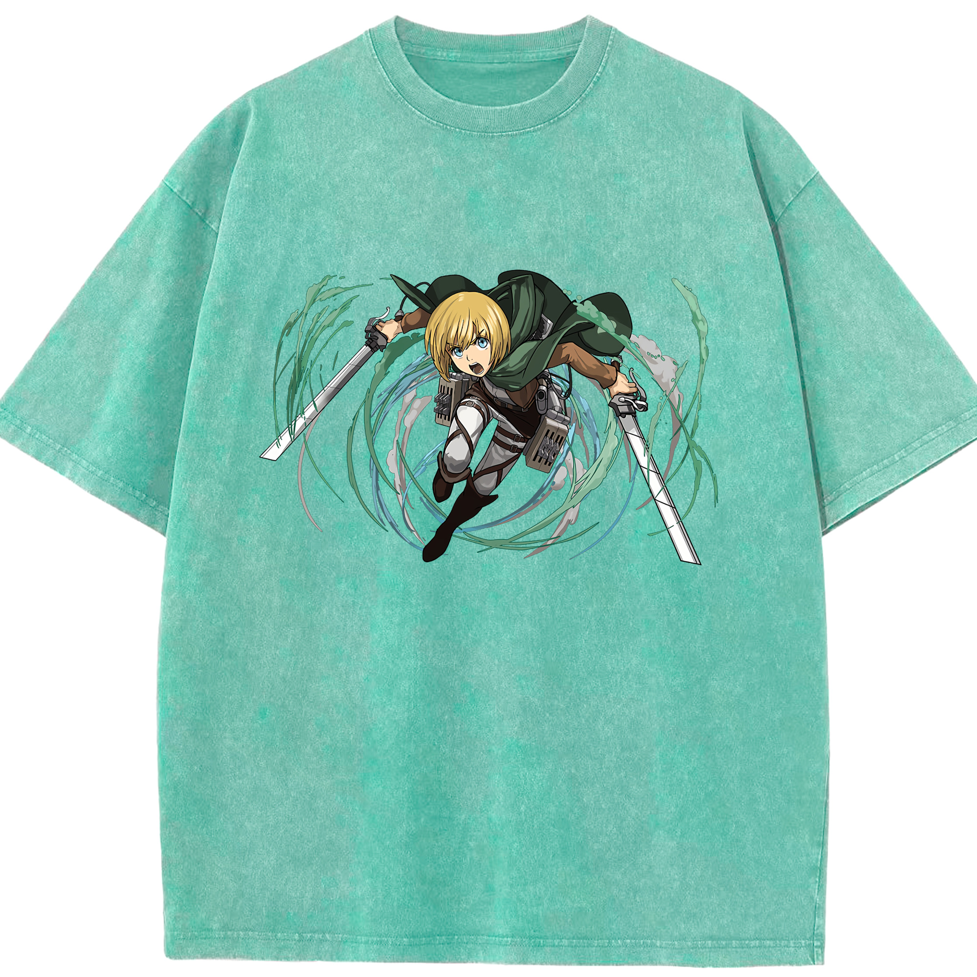 （画像用） 進撃の巨人 アルミン·アルレルト Attack on Titan Armin Arlert 綿100% ヴィンテージ風 半袖Tシャツ（フロントプリント）